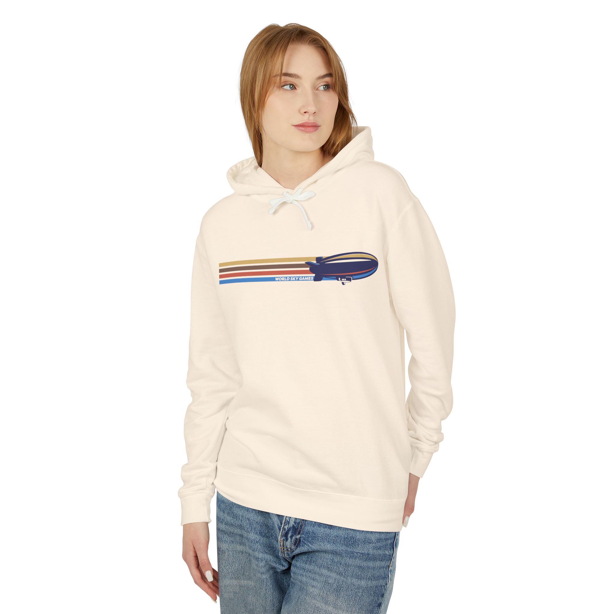 Retro Stripes | Unisex Lightweight Hooded Sweatshirt - Image 3