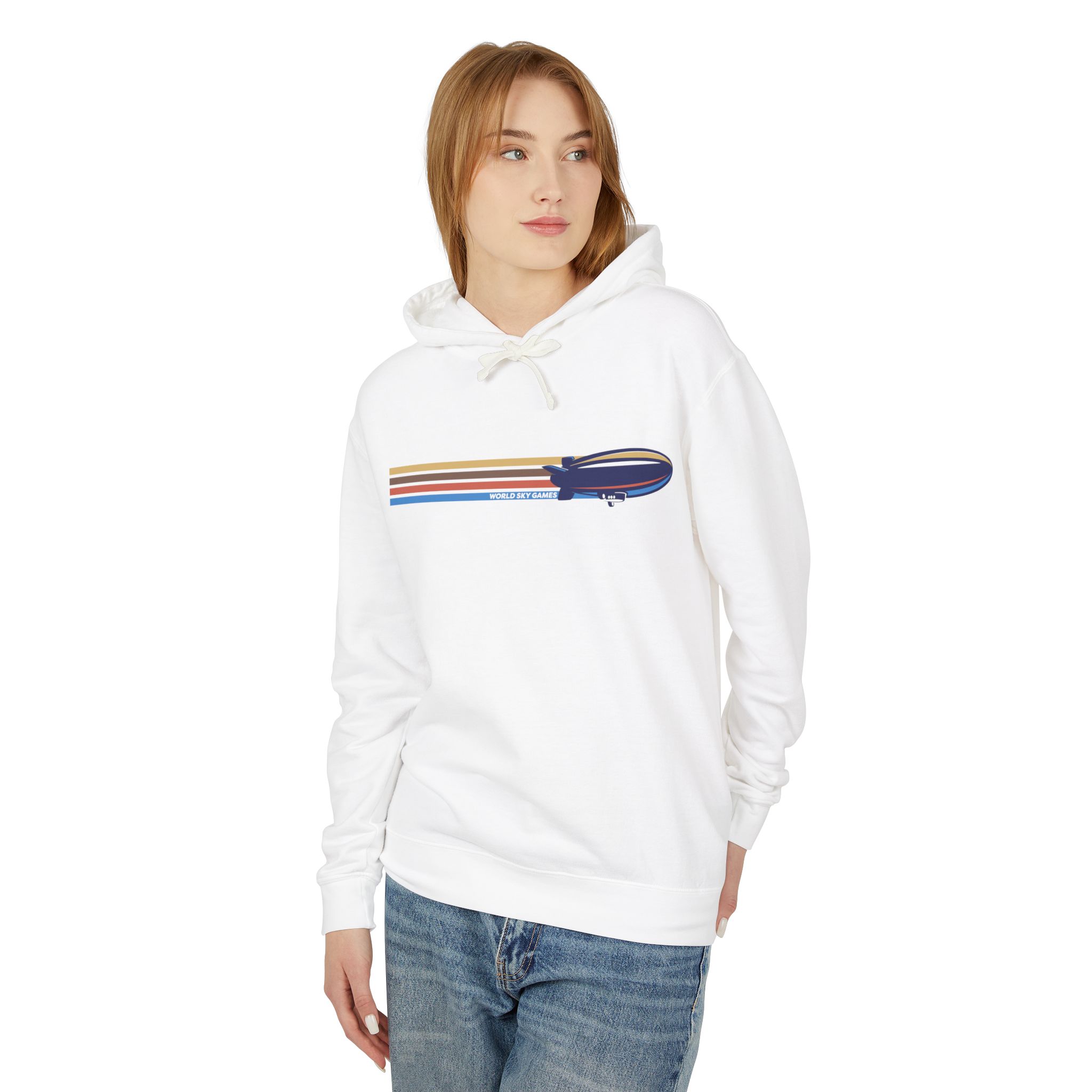 Retro Stripes | Unisex Lightweight Hooded Sweatshirt - Image 7